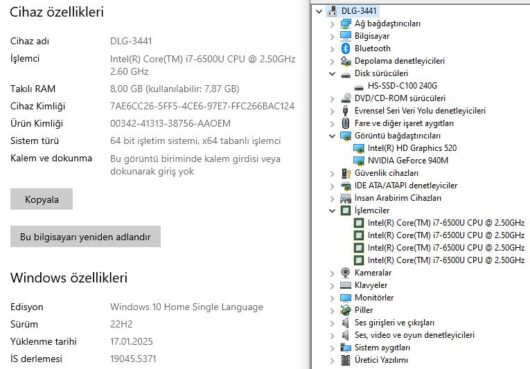 Acer Aspire V3-575G-792U Intel Core i7 6500U 8GB 240GB SSD 940M 15.6" HD NX.G5FEY.001 (İKİNCİ EL) - Image 5